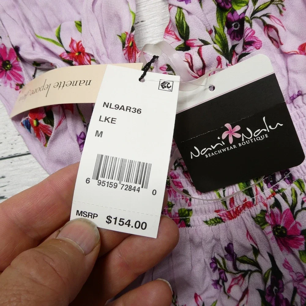 Nanette Lepore Swim Dress Womens M Purple Victorian Floral Hi-Low Ladylike‎ NWT